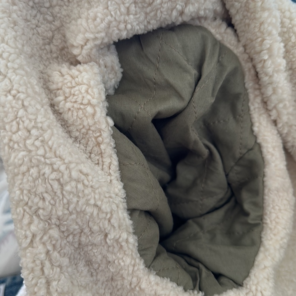 Zara Faux Fur Sherpa Lined Denim Jacket Size M - Picture 15 of 15